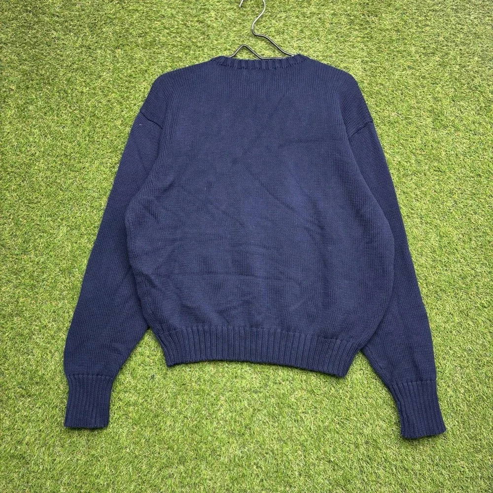 Polo Ralph Lauren Sweater Mens Large Blue Lightweight Pima Cotton Red Pony